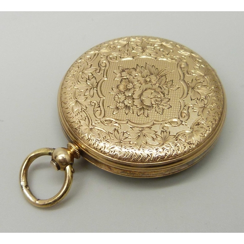 1073 - A 14k gold fob watch, with a box