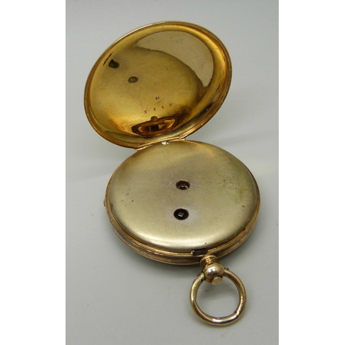 1073 - A 14k gold fob watch, with a box