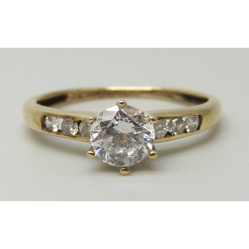 1108 - A 9ct gold and diamond simulant ring, 1.7g, N