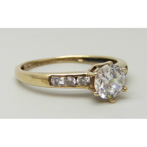 1108 - A 9ct gold and diamond simulant ring, 1.7g, N