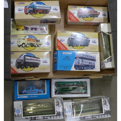 1194 - Twelve Corgi Classics and other model vehicles, buses and commercial vehicles, boxed