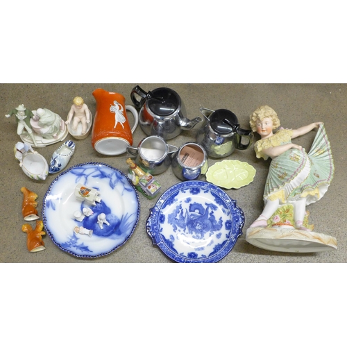 1195 - A collection of mixed china including Carlton Ware, Delft, crested ware and a Swan Chromalin four pi... 