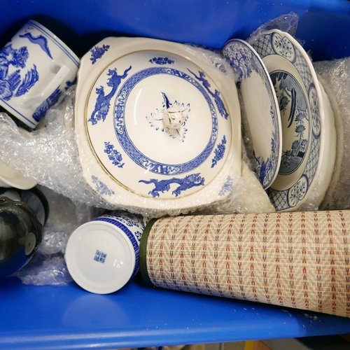 1217 - A collection of blue and white china, plate mats, etc. **PLEASE NOTE THIS LOT IS NOT ELIGIBLE FOR IN... 