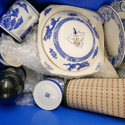 1217 - A collection of blue and white china, plate mats, etc. **PLEASE NOTE THIS LOT IS NOT ELIGIBLE FOR IN... 