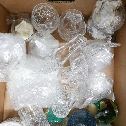 1227 - A box of mixed crystal and glass and paperweights including Caithness **PLEASE NOTE THIS LOT IS NOT ... 