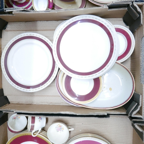 1228 - Four boxes of deep red coloured dinnerware including Crown Ducal **PLEASE NOTE THIS LOT IS NOT ELIGI... 