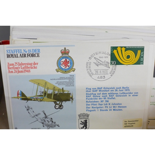 622 - Stamps; a box of RAF flight covers, including signed (100+)