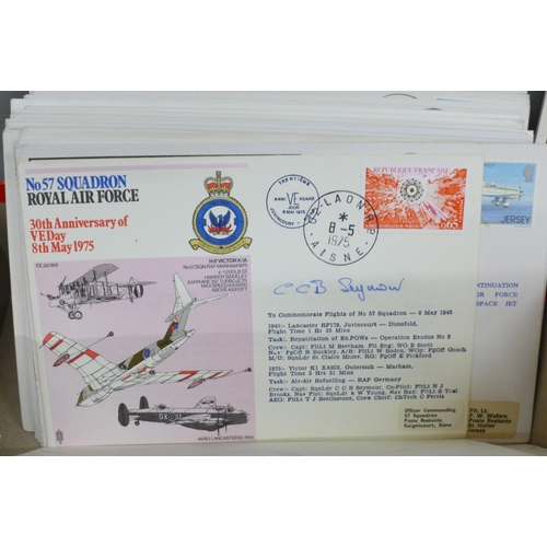 622 - Stamps; a box of RAF flight covers, including signed (100+)