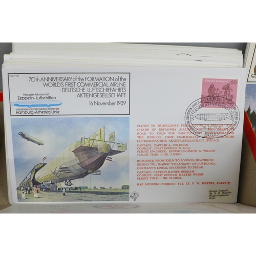 622 - Stamps; a box of RAF flight covers, including signed (100+)