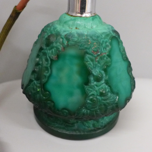 641 - A 1920s/30s malachite glass perfume atomiser