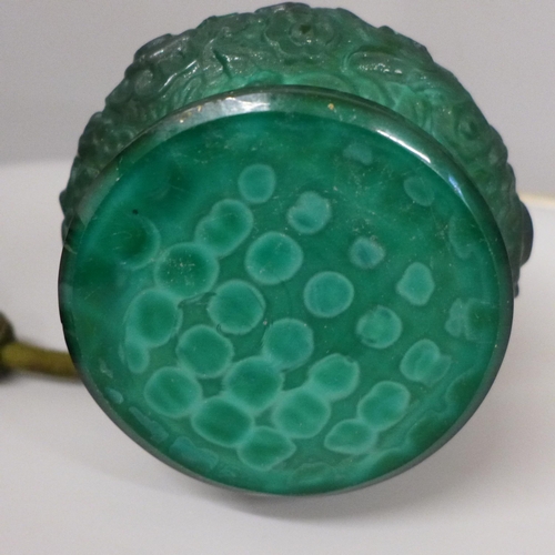 641 - A 1920s/30s malachite glass perfume atomiser