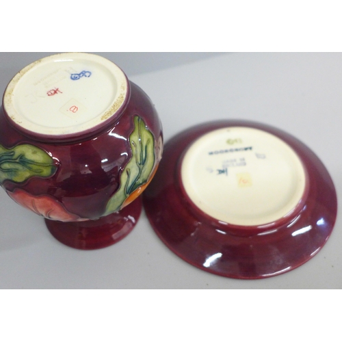 650 - A Moorcroft Palmata pin dish and a Palmata small vase, 9.5cm