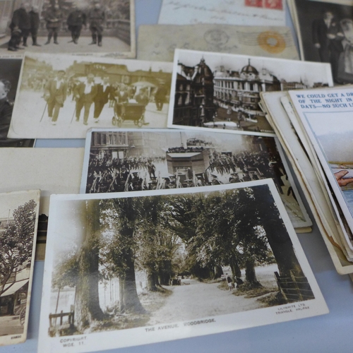 658 - A collection of approximately 60 postcards and letters including photographic WWI military and other... 