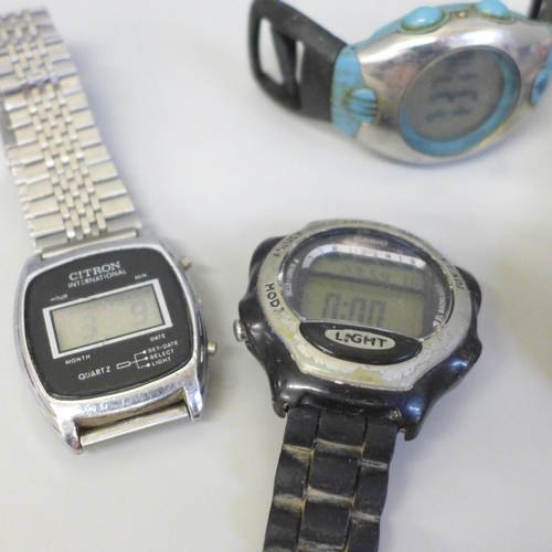 668 - A collection of eleven digital wristwatches, a/f