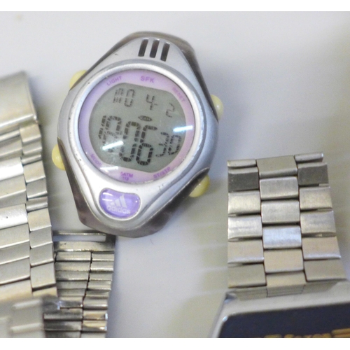 668 - A collection of eleven digital wristwatches, a/f