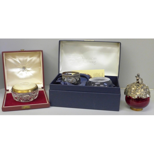 683 - Royal Commemoratives; a limited edition, 74/150 ruby glass and silver scent bowl, a Queen Elizabeth ... 