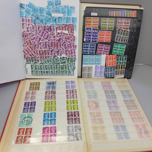 690 - Stamps; three stock books of GB mint and used machins