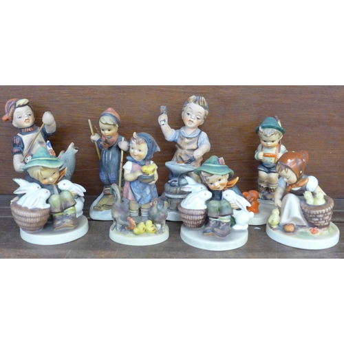 698 - Seven Hummel figures and one Bavarian figure, three a/f