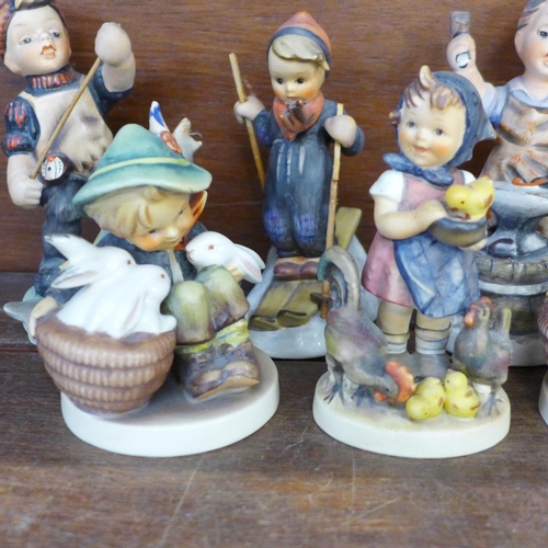 698 - Seven Hummel figures and one Bavarian figure, three a/f