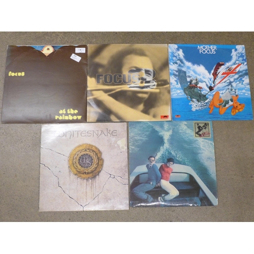 703 - Five LP records; three Focus, Whitesnake and Sparks