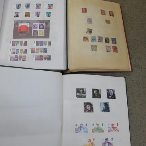 704 - Three albums of stamps including British commemorative, worldwide, some penny reds