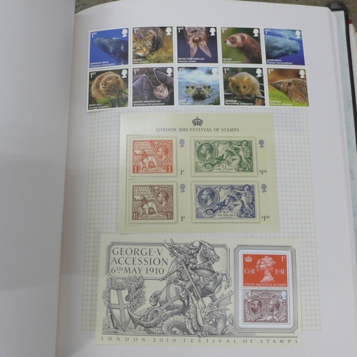 704 - Three albums of stamps including British commemorative, worldwide, some penny reds