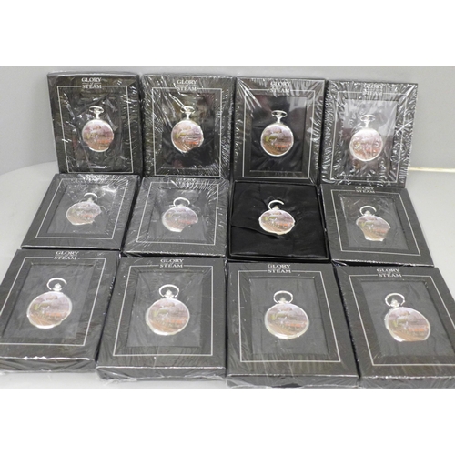 720 - Twelve mechanical Glory of Steam pocket watches including Flying Scotsman