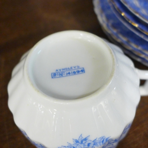 723 - A collection of early Aynsley blue and white china and three Blairs china trios  **PLEASE NOTE THIS ... 