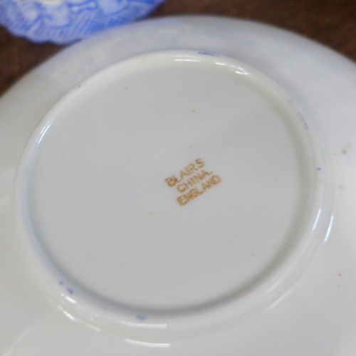 723 - A collection of early Aynsley blue and white china and three Blairs china trios  **PLEASE NOTE THIS ... 