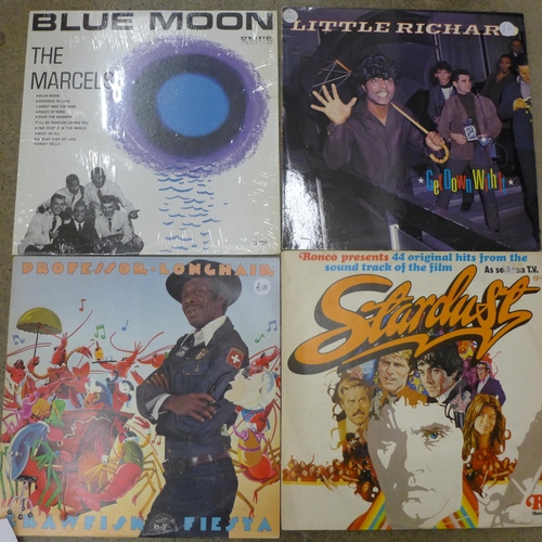 733 - A collection of 22 LP records including Stardust, Fats Domino, Roberta Flack, Sam Cooke, etc.