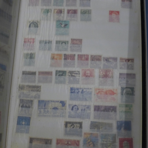 734 - A collection of stamp albums, some albums a/f, damp penetration