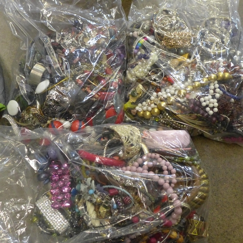 747 - Three large bags of costume jewellery