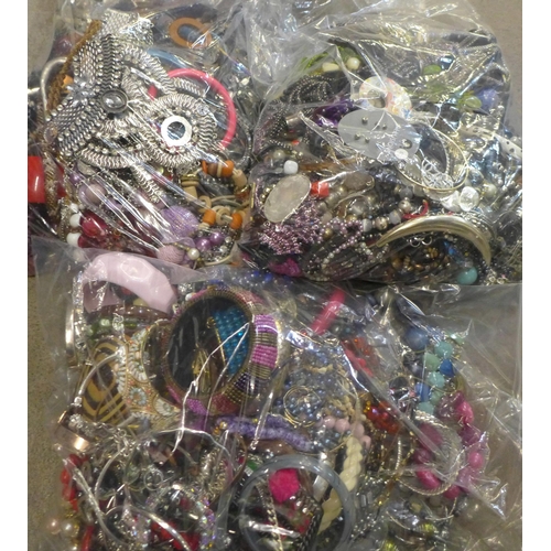 747 - Three large bags of costume jewellery