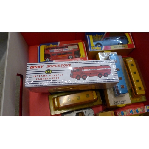 749 - Two x Dinky Toys Swiss PTT Bus 293, four other original boxed Dinky Toys, three original loose and f... 