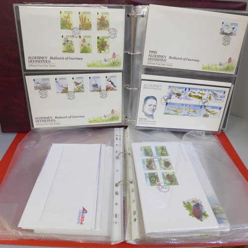756 - Two albums of first day cover stamps, mainly Alderney