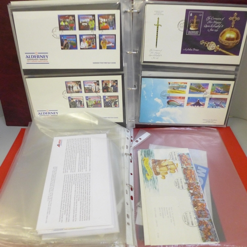 756 - Two albums of first day cover stamps, mainly Alderney