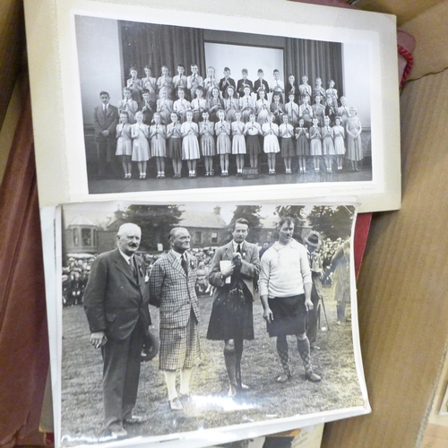 A box of photographs including Wollaton Colliery horse and wagon group ...