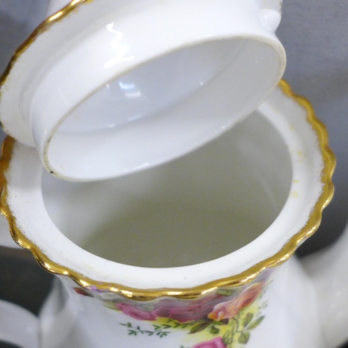 793 - A Royal Albert Old Country Roses tea and coffee set, telephone, cake stand, etc., two cups a/f  **PL... 