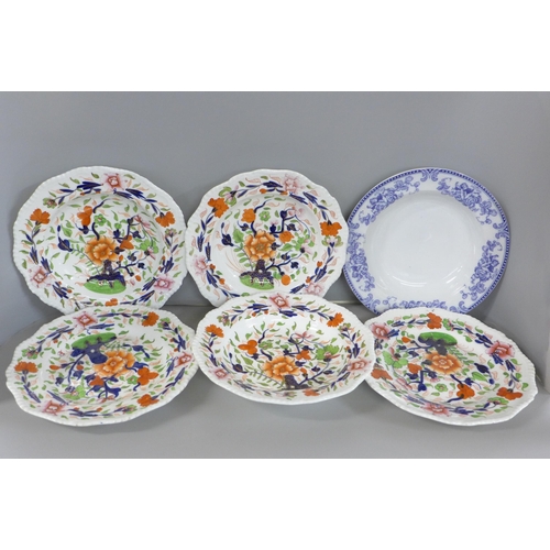 808 - Six early Davenport plates and bowls