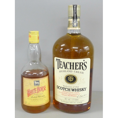 811 - Two bottles of whisky; White Horse and 1.75 litre Teachers  **PLEASE NOTE THIS LOT IS NOT ELIGIBLE F... 