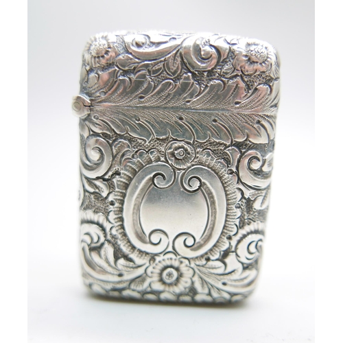 897 - A Victorian silver vesta case, Birmingham 1892