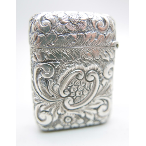 897 - A Victorian silver vesta case, Birmingham 1892