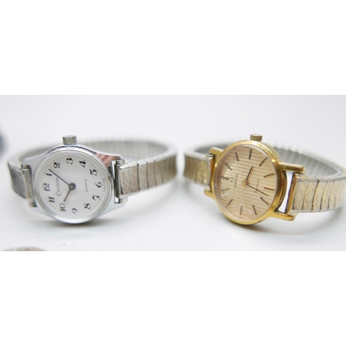 898 - A lady's Omega wristwatch, a lady's 9ct gold Avia wristwatch and two other watches