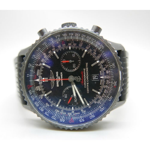 902 - A Breitling Navitimer automatic Chronographe  Black Steel 46 wristwatch, MB0128-3195447, with box an... 