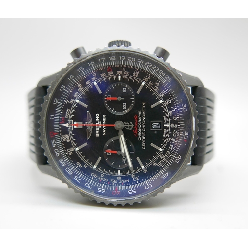 902 - A Breitling Navitimer automatic Chronographe  Black Steel 46 wristwatch, MB0128-3195447, with box an... 