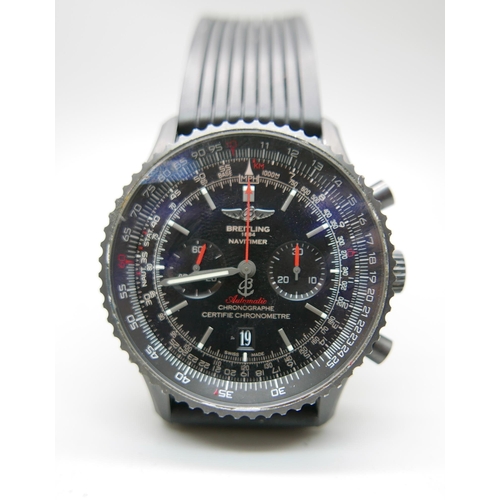 902 - A Breitling Navitimer automatic Chronographe  Black Steel 46 wristwatch, MB0128-3195447, with box an... 