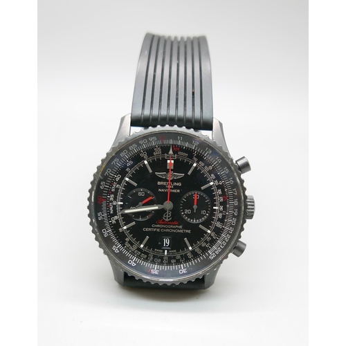 902 - A Breitling Navitimer automatic Chronographe  Black Steel 46 wristwatch, MB0128-3195447, with box an... 