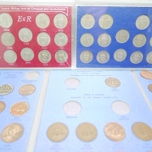 903 - Coin sets 1970 proof set, 1937-1969 half pennies (1947 missing), 1965 set, first set of decimal coin... 