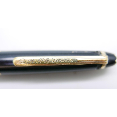 917 - A Mont Blanc Meisterstuck ballpoint pen, clip personalised, a/f