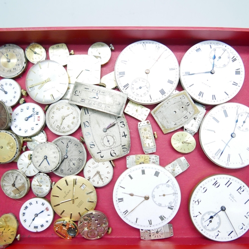 925 - Pocket watch and wristwatch movement's including four hunter/demi hunter pocket watch movement's